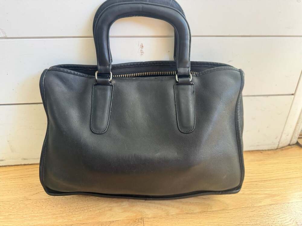 Vintage PROJECT Coach Leatherware Black Leather Satchel Handbag Made in NYC